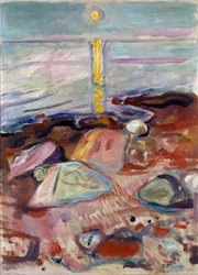 Månsken på stranden Målning av Edvard Munch (1863-1944) 1904-1905 Dim. 90x65 cm Oslo, Kommunala konstsamlingar