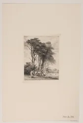 Landskap. Kor vid en skog