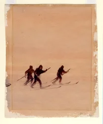 Män på skidor, 1901-04 (wc på papper)