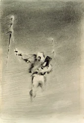 Taking Observations in a Blizzard (pen & ink and wc on paper)