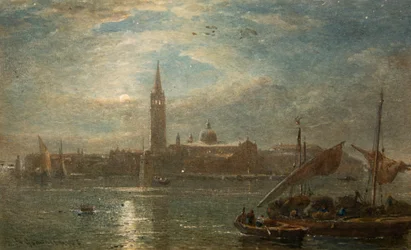 St Georgio i månskenet, Venedig (akvarell)
