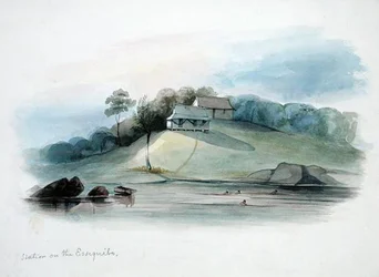 Station on the Essiquibo, British Guyana, c.1840 (akvarell på papper)