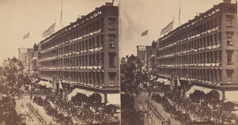 Ambassaden lämnar Metropolitan för stadshuset, 1860.