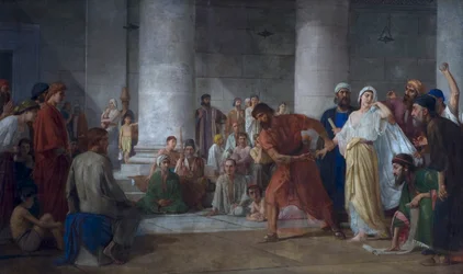 Kvinnan tagen i äktenskapsbrott, efter 1860 (olja på duk)