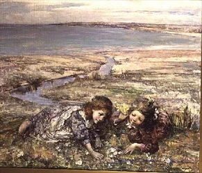 Två flickor på en strand