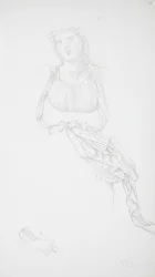 Studie av kvinnlig torso och drapering