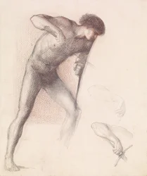 St George Series - Naken man - Studie av St George för "St George slaying the Dragon"