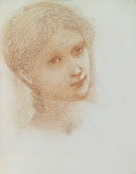 Head Study of a Girl, ca 1865-6 (röd krita på papper)