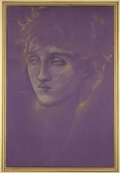 Head of a Woman, 1890-tal (guldfärg på lila botten)