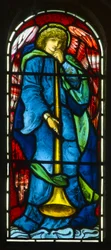 Hoarwithy, St Catherine, Morris & Co., Edward Burne-Jones, Trumpeting Angel, 1879