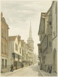 Broad Street (penna och akvarell på papper)