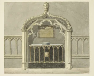 Monument till Mary Grosett i Bristol Cathedral (penna och akvarell på papper)