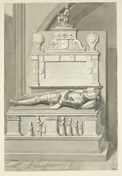 Monument till Sir Henry Newton och Lady Newton, i Bristol Cathedral (penna och akvarell på papper)