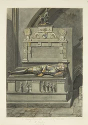 Monument till Sir Henry Newton och Lady Newton i Bristol Cathedral (penna och akvarell på papper)