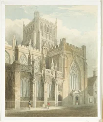 North View of Bristol Cathedral (penna och akvarell på papper)