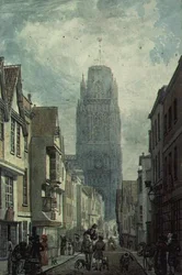 Redcliffe Street, Bristol, som visar tornet i kyrkan St.Mary Redcliffe
