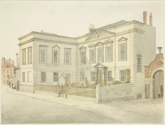 Bristol City Library, King Street (penna och akvarell på papper)