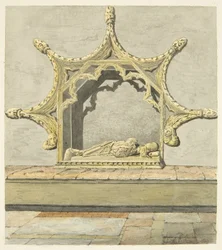 Tomb of Maurice, 7th Earl of Berkeley i Bristol Cathedral (penna och akvarell på papper)