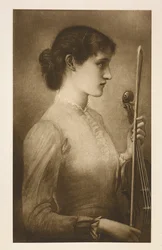 Ett porträtt. Reproduktion av målningen av den prerafaelitiska konstnären Edward Burne-Jones.