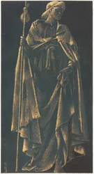 Angelus Ministrans, ca 1896 (pensel och guldfärg på vävt papper preparerat med svart akvarell)