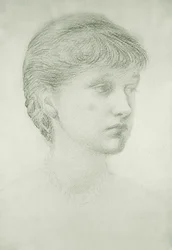 Porträtt av Madeleine Wyndham (grön krita på papper)