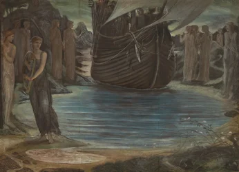 The Sirens (Composition Study) (färgkritor och akvarell på buffertpapper på duk)