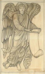 Ängel med rulla - figur nummer sex, 1880 (krita på papper)