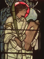 Ängel med en lyra, från St. Cecilia Window, Christ Church, Oxford, 1875