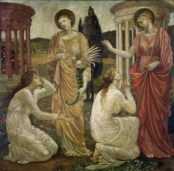 Cupid och Psyche - Palace Green Murals - Psyche at the Shrines of Juno and Ceres, 1881