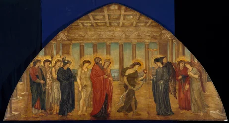 Amor och psyke - Palace Green Murals - Psyche kommer in i Olympus portaler, 1881