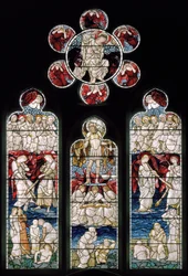 Easthampstead, St Michael & St Mary Magdalen, Morris & Co., Edward Burne-Jones, The Last Judgement, St Michael, 1876