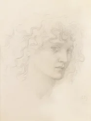 Head of May Morris (penna)