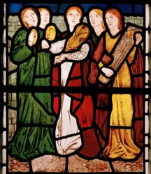 Maiden Musicians, från Song Of Solomon, 1862 (målat glas)