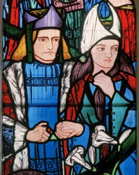 Salomo och drottningen av Saba, 1857 (målat glas)