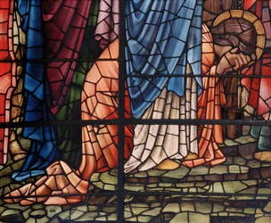 The Crucifixion Window, detalj, Maria Magdalena, 1888 (målat glas)