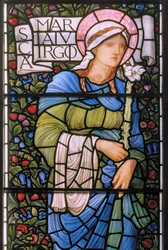 Jungfru Maria, östfönster, 1880 (målat glas)