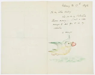 Valentine, brev till konstnärens barnbarn, Angela Thirkell, 13 februari 1892