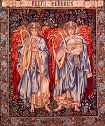 Angeli Laudantes, gobeläng designad av Henry Dearle med figurer av Edward Burne-Jones ursprungligen ritade 1877/78, vävda i Merton Abbey 1894 av Morris and Co. (ull & siden på bomull)
