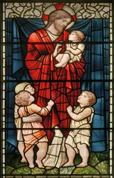 Wilden, All Saints, Morris & Co, Edward Burne-Jones, John Henry Dearle (1859-1932), Christ Blessing The Children, 1902-1914, Louisa, Alfred, The Baldwins, premiärminister, metodist, Worcestershire, A