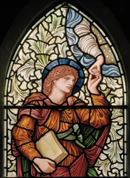 Wilden, All Saints, Morris & Co., Edward Burne-Jones, John Henry Dearle (1859-1932), Enoch, detalj, 1902-1914, Louisa, Alfred, The Baldwins, premiärminister, metodist, Worcestershire, Arts & Crafts, R