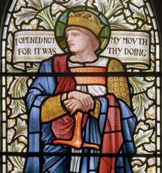 Wilden, All Saints, Morris & Co., Edward Burne-Jones, John Henry Dearle (1859-1932), King Ethelbert, detalj, 1902-1914, Louisa, Alfred, The Baldwins, premiärminister, metodist, Worcestershire, Arts &