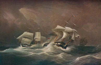 H.M.S. Outtröttligt engagerande den franska Droits-De-LHomme, 1797, 1829