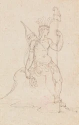 An Allegory of America Carrying the Cap of Liberty, ca 1760-1848 (penna, svart bläck, grafit och röd krita)