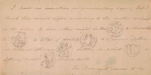 Brev med design för signeter (?)