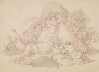 Telemachus och mentor landar på ön Calypso