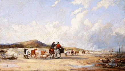 "Crossing the sands to Swansea market", c1850-tal