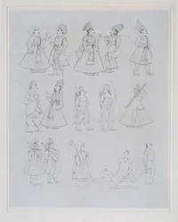 Figurer som visar olika yrken (gravyr)