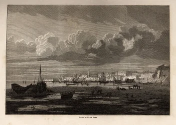 Utsikt över staden Suez (Egypten), teckning av Grenet, för att illustrera en utflykt till Suezkanalen, 1862, av Paul Merruau. Gravyr i "" Le tour du monde"", redigerad av Edouard Charton