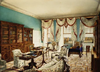 Biblioteket, Binfield, Berkshire, med utsikt över parken,