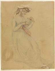 Illustration för George Washington Jones: A Christmas Gift That Went A-Begging, 1903 (kol, tvätt & kinesiskt vitt på papper)